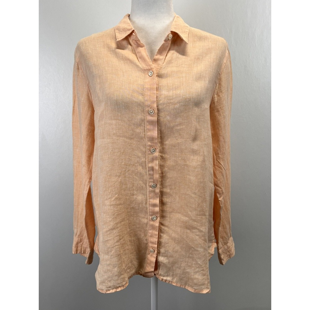 J. Jill Linen Button Up Shirt Sz Small Love Linen Beach Summer Peach Coastal